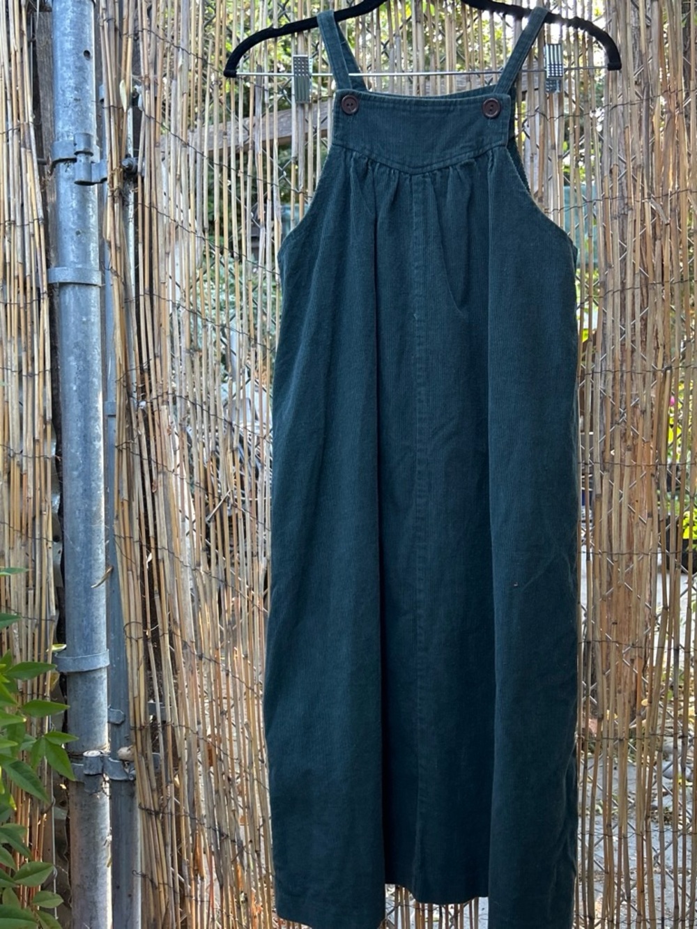 Dark Green Teal Women’s Corduroy Jumper Dress - Casual Overalls Style
